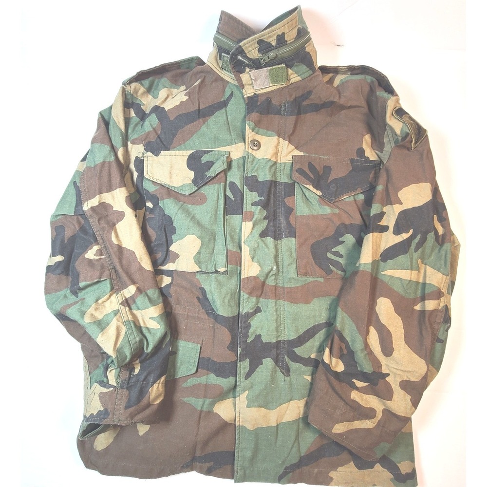 Vintage Camouflage M65 Field Jacket Woodland Camo Military Style Coat